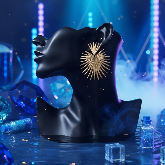 🆕️Golden Sunburst Boho Spikes Heart Trendy Statement Earrings - Bold & Chic ☀️ - Picture 1 of 11